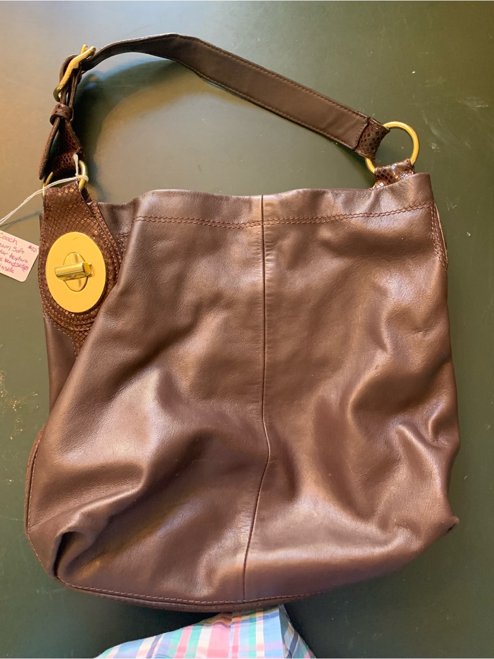 Coach Brown Leather Shoulder Bag with Gold Hardware